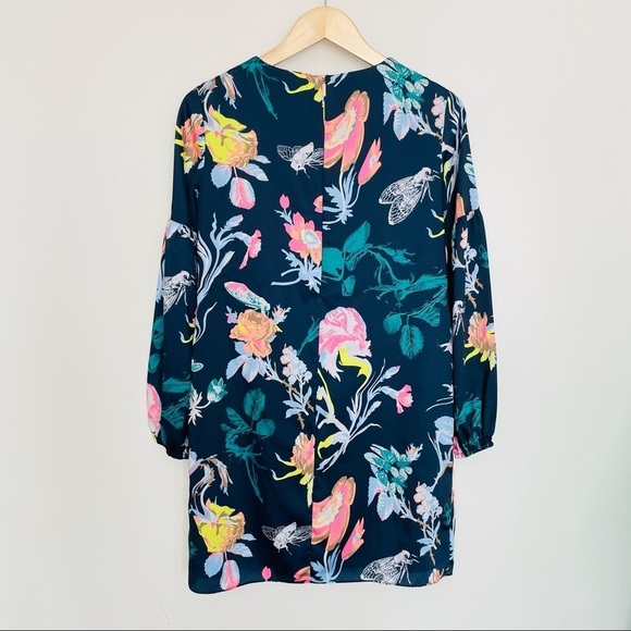 NWOT! Tibi Navy Gothic Floral Shift‎ Dress with Blouson Sleeves Size 2 - Picture 8 of 13